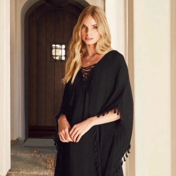 NWT WALTER BAKER Acapulco Kaftan / Swim Cover Up in Black (One Size) - Picture 2 of 4